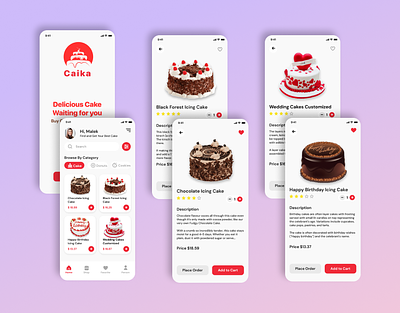 Delicous Cake Waiting You in Caika Mobile App 🔥 adobe adobe illustrator app design cake cake app delicious figma food mobile app red ui uidesign uiux ux uxdesign