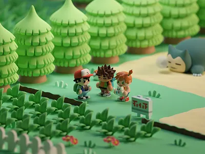 3D Pokémon Fire Red/Series 3d b3d blender concept game gba illustration isometric low poly pokemon