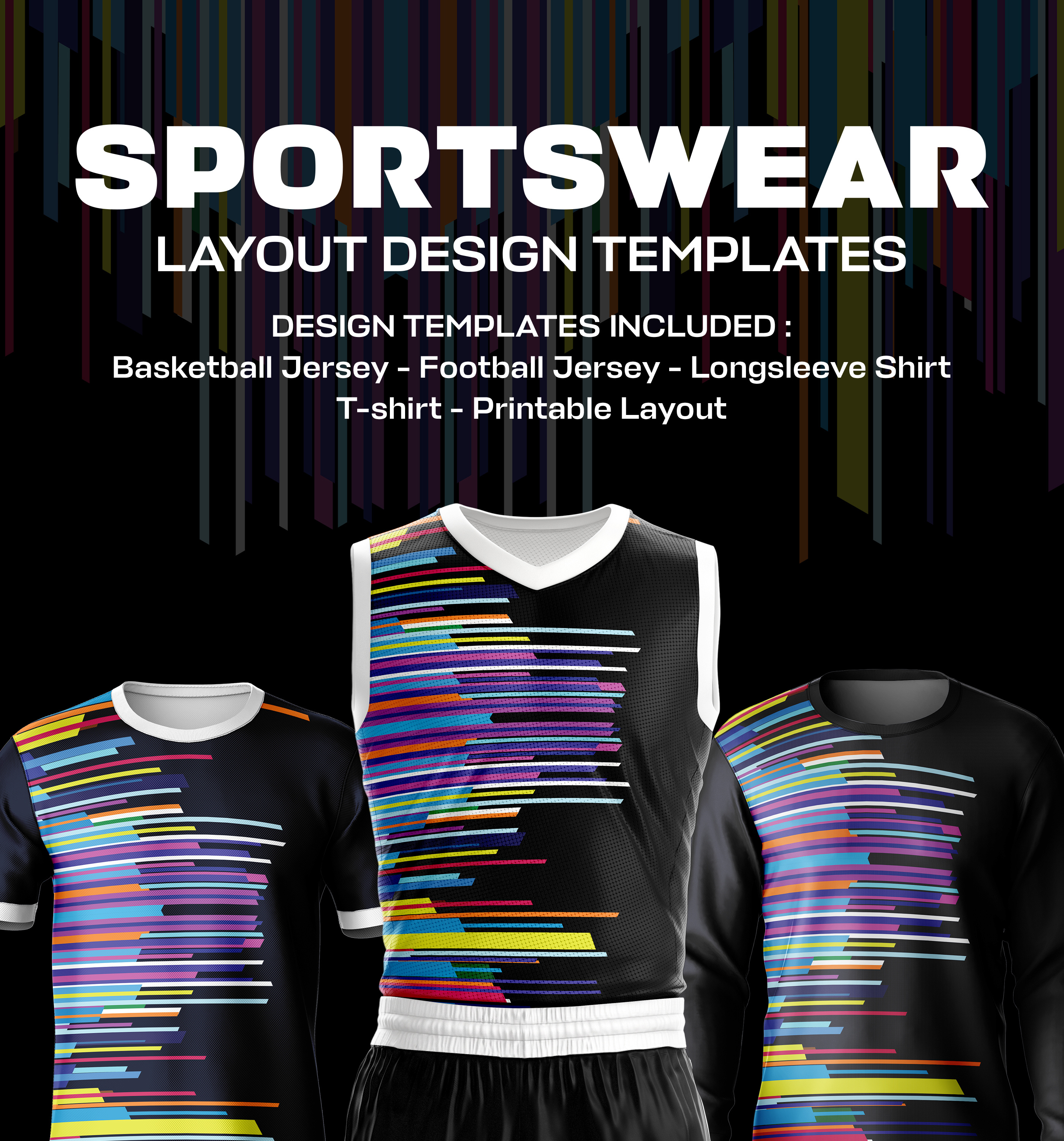Stripes Sportswear Design Template apparel clothing design graphic design jersey layout mock up sportswear template
