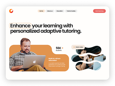 AI-Powered Education App Landing Website above the fold ai curves design education geometric graphic design landing minimal shapes ui ux