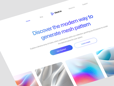 💻 Mesh.io - Ai Generator ai clean clean web gradient web home page landing page pattern site super clean ui uiux web development web page web3 website