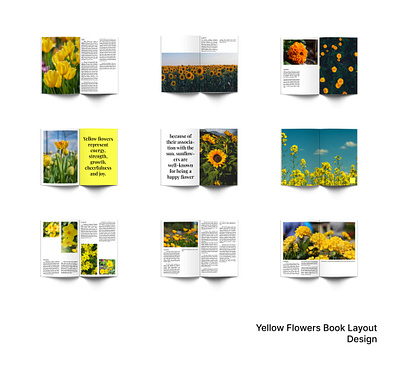 Yellow Flowers Magazine Layout Design branding design layout graphic design layout logo magazine motion graphics ui