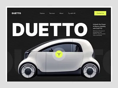 DUETTO - EV Car landing page Animation car car rental clean design electric electric car ev ev car ev landing page future landing page modern rental ui web web design website website design