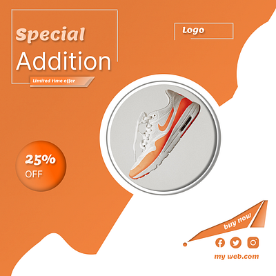 social media ad post for shoes brand with orange and white new ads branding design joggers post shoes social media ui