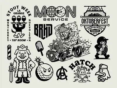 Work Collection 2 branding egg food graphic design illustration lettering logo logos pig technoblade