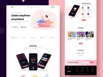 BEU Music Landing Page design graphic design landingpage mobile app design music ui musicplayer musicstreaming productdesign streamingapp streamingui ui userinterface ux websitedesign websiteui
