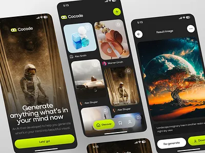 Cocode - AI Image Mobile App 🤖 ai ai app ai image ai mobile app app artificial intelligence chatgpt design generate image ios minimal prompt ui ux