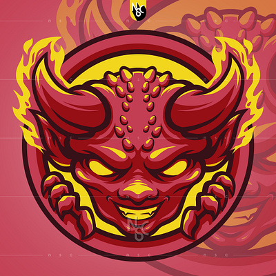 Hell Kid Head Mascot apparel character clothing commission design devil fire freepik halloween hell illustration logo marketplace mascot microstock monster nft nftart nftartist nftcreator