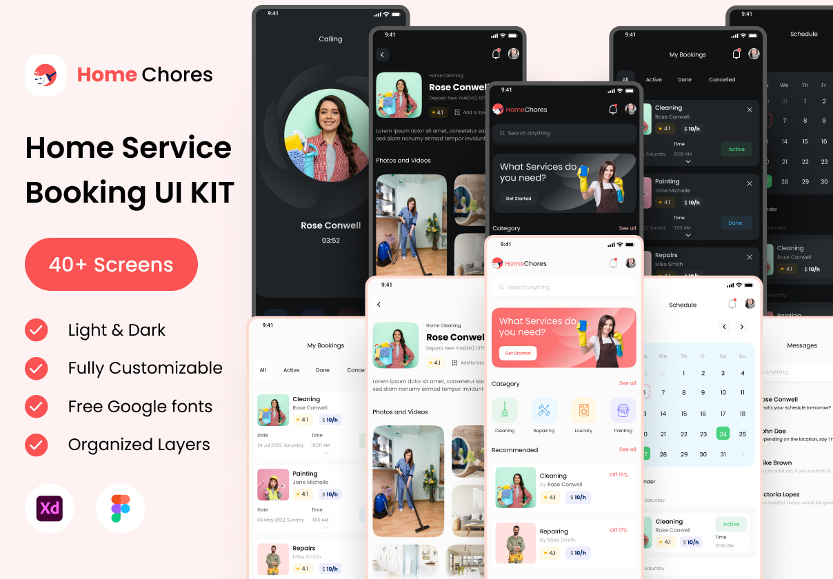 Homechores Service UI KIT app app interface booking app design graphic design homechores mobile app design mobile ui productiveapp serviceapp ui ux work app