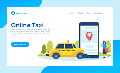 Online Taxi Concept Illustration character concept illustration landing online page taxi