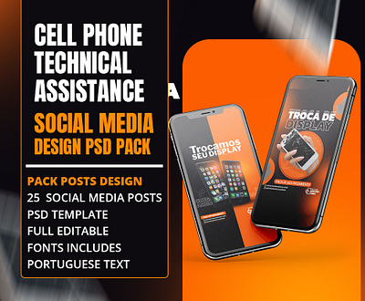 SOCIAL MEDIA TEMPLATE CELL PHONE TECHNICAL ASSISTANCE PSD cell phone graphic design pack psd technical assistance template template social media