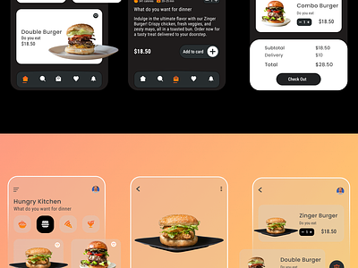 Hungry Kitchen Deliciously Designed Trend setting UX/UI Food Ap figmadesign food app food app design mobile application mobile screens mobileappdesign ui ui desgner ui design ui figma design ui trend uitrend2023 usercentereddesign ux design ux designer uxui uxui app design visualaesthetics