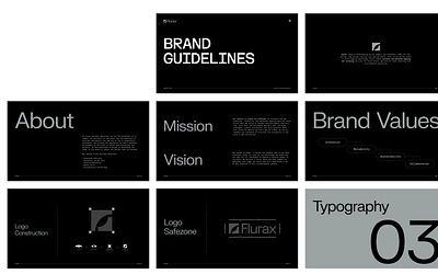 Flurax - Drone Solutions | Brand Guidelines Design brand guidelines branding case study drone drone branding futuristic graphic design logo logo design minimal modern logo technology ui visual identity
