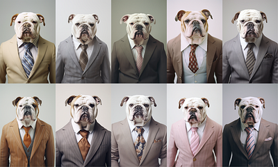 Suit Bulldogs bulldog dog photo photograph