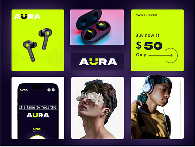 AURA - Headphone Brand app brand design brand identity brand logo brand website branding design earphone brand graphic design headphone brand illustration logo typography ui ux vector website design