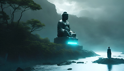 Futurism Buddha buddha cyberpunk art futurism futuristic art wallpaper zen zen garden