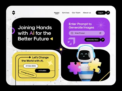 Artificial Intelligence Landing Page ai artificial intelligence clean dark theme design finance front page home page illustration interface landing page mascot minimal ui uiux user interface ux uxui web page website