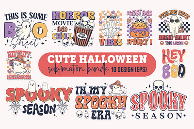 Cute Halloween PNG Sublimation Bundle 3d animation app branding design graphic design illustration logo ui vector