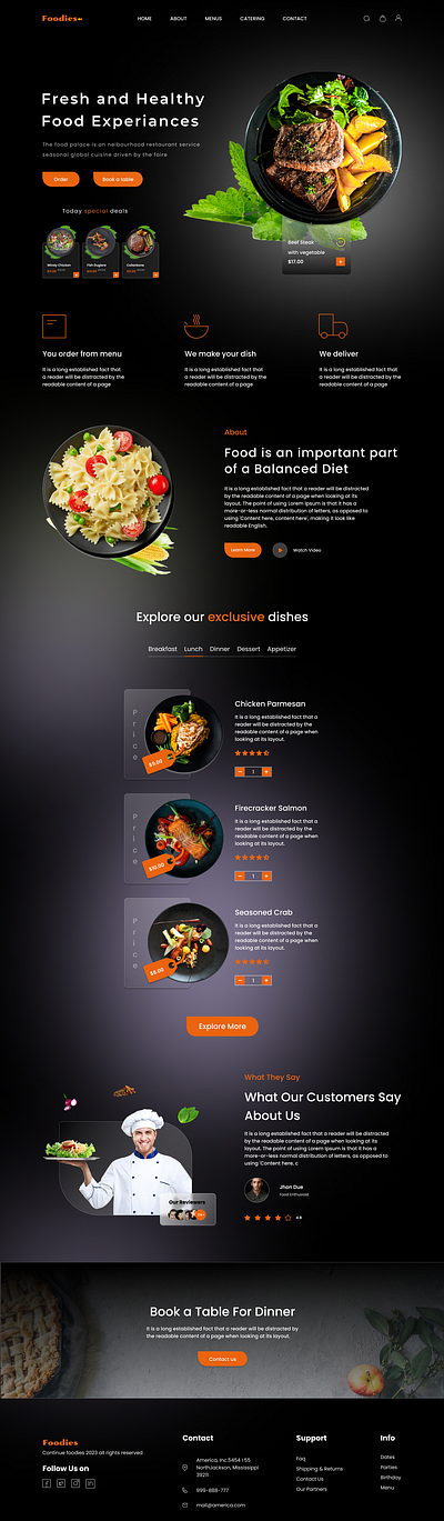 Foodies - food landing page design food landing page restaurant landing page ui ux web