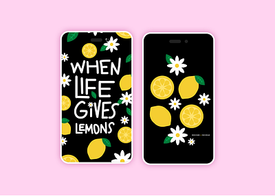 When Life Gives You Lemons colorful floral fruit illustration lemons minimalist simple vector