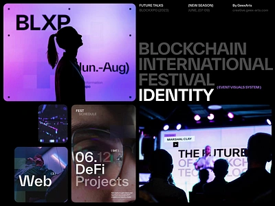 BlockXpo event visual identity animation banner blockchain brandidentity branding crypto design event exhibition graphic design identity logo outdoor pattern pixels schedule typography ui vector web