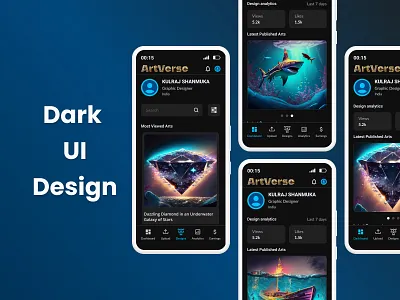 DARK UI DESIGN-NFT PLATFORM app design figma illustration mobileapp mobiledesign ui uiux