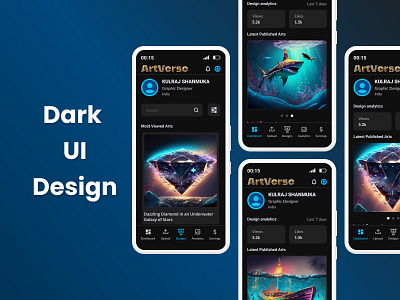 DARK UI DESIGN-NFT PLATFORM app design figma illustration mobileapp mobiledesign ui uiux