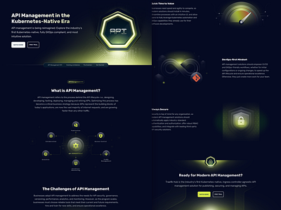 API Management Page api dark dashboard diagram floating gitops glow hub icons illustration light loop menu neon shield traefik ui web website yellow