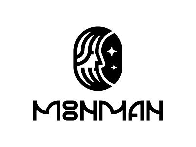 MoonMan beard branding design graphic design illustration lettering logo logo design logodesign logos logotype man man face moon profile