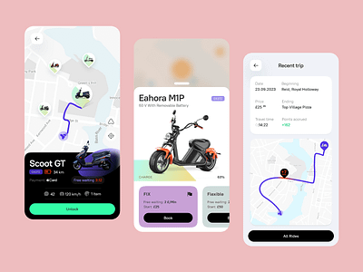 Mobile app for scooter rental app electric map mobile route scooter