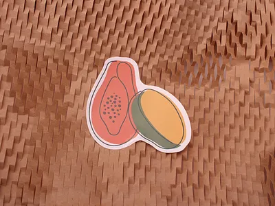 Papaya and Mango Custom Shape Stickers art stickers artworks custom shape stickers custom sticker labels custom stickers fruit stickers illustrations printing sticker labels stickers