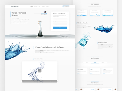 Brita Pro Landing Page blue branding brita brita pro design filter graphic design landing landing page line modern new pro ui ux water water filtration