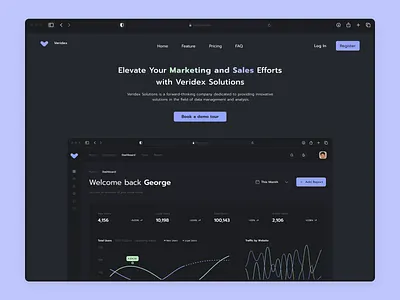 Landing Page for Saas Dashboard dark mode dashboard kpi landing page saas ui ui design ux ux design web concept web design widget