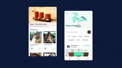 Local shopping concept app design crafts plants shopping ui