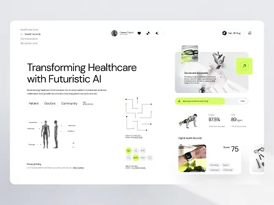 Healthcare Landing Page ai medicine ai startup ai website clean health healthcare hospital interface landing page medical medicine mobile modern design product smart hospital smart medicine ui ux user interface web design webdesign