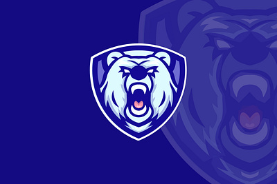 Bear Shield Mascot Logo animal app bear logo branding business design esport logo gamer games gaming illustration logo roar wild