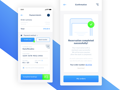 Payment App android ios app application bank transfert brand branding complete booking credit card done graphic design illustrator ai ligh theme mobile smartphone order summary payments details photoshop psd print designer sucessfully typo typography ui ux designer