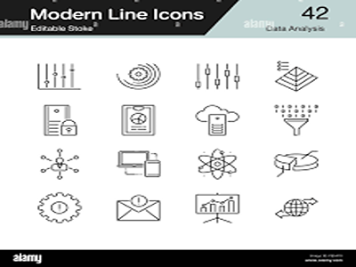 MOdern line icons app branding design illustration typography