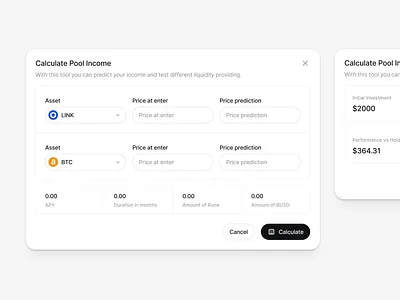 ➕ Calculate Pool Income assets btc calculate clean crypto dashboard design system desktop application dropdown eth pool income price product design swap assets ui ui element ux