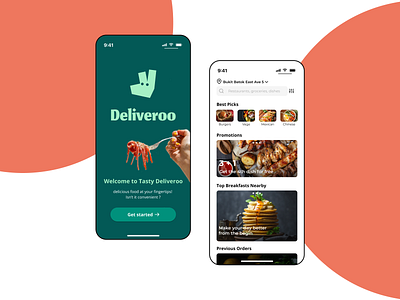 "Deliveroo" Mobile App Redesign app branding delivery design first screen flow logo mobile redesign ui ux web design