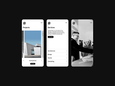 Architecture Studio architecture black and white branding design menu minimalism presentation projects studio ui ux white space