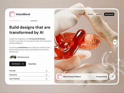 VisionBlend - AI 3D Tool ✏️ 3d ai ai 3d ai art ai generator tool ai motion ai pattern ai powered design platform ai tool blender creative design tool for artist homepage minimal pattern design platform saas ui ux visual art web design