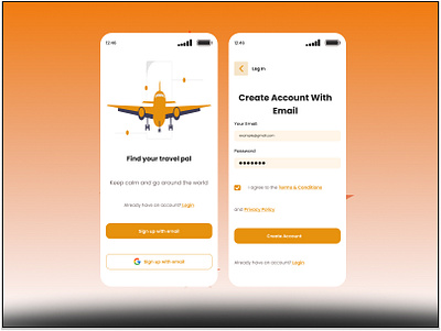 Signup page for a flight booking app. ui