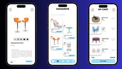 Mobile and IOS furniture app UI design modern and clean 3d animation app branding design graphic design illustration ui ux