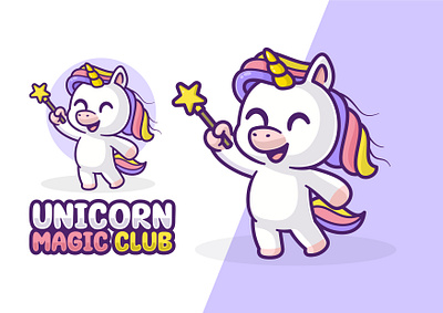 Unicorn Cute Logo Mascot art branding cartoon cute design flat illustration kawaii kids logo mascot unicorn vector