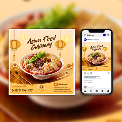 Asian Promo Food Social Media Promotion Post Design Template graphic design illustration kqdesigner kqfreelancer social media design social post