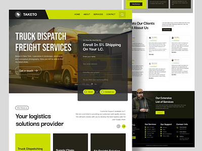 Logistic Truck Moving company website agency homepage logistics fraith forwarding moving company truck ui uiux