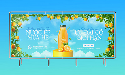 Orange Juice Summer Drink Advertisement Banner banner design graphic design illustration juice kqdesigner kqfreelancer summer