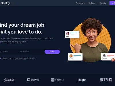 Geekly - Landing page for job portal design landing page ui ux website