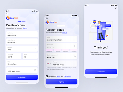 Registration form in the mobile app of medical consultations branding crossplatform app design health logo medical mobile app signup ui ux design